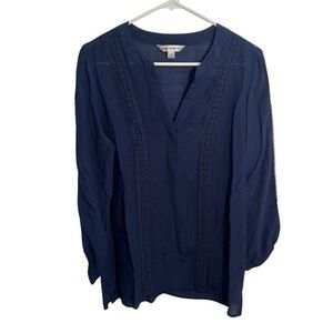 Counterparts Navy Embroidered Peasant Blouse